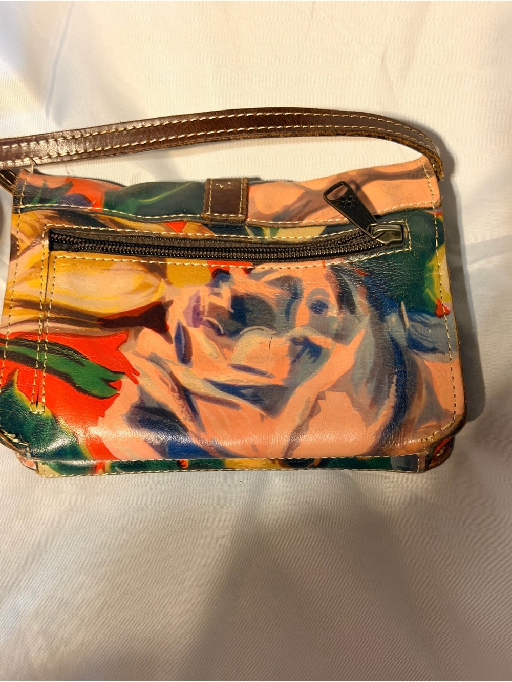 Patricia Nash Floral Leather Crossbody Bag | Multicolor‎ Painted Print | - Picture 7 of 11